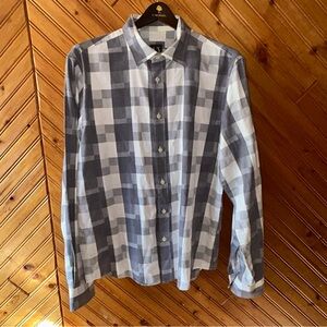 ARMANI EXCHANGE grey plaid button down mens Large